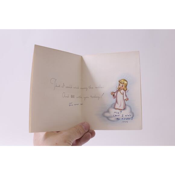 Girl Angel, Greeting Card, Thinking of You, USED, Paper, Craft, ~ 251016-WH 1379 - Picture 2 of 2